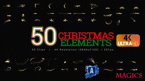 Videohive - Christmas Elements - 50Clips 4K - 
25060401