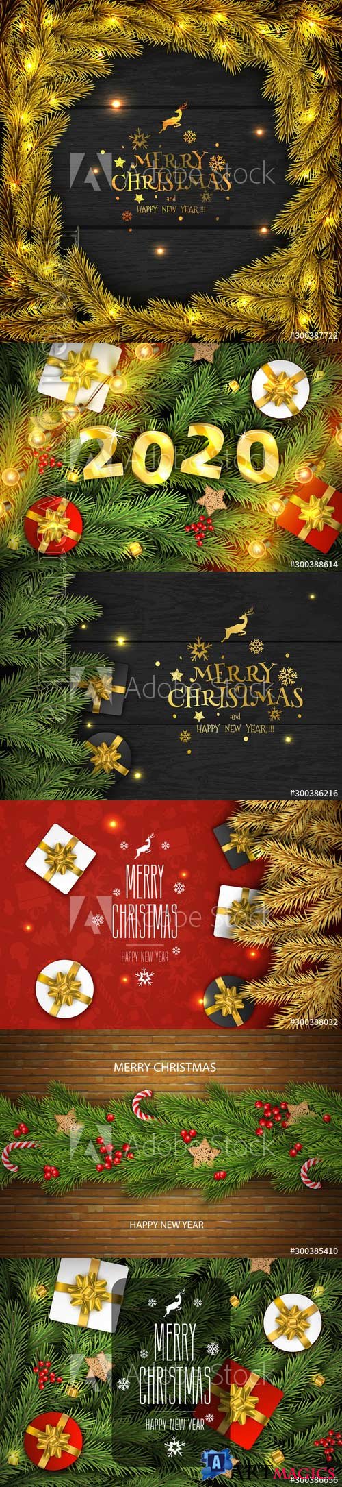 Merry Christmas and Happy New Year vector composition