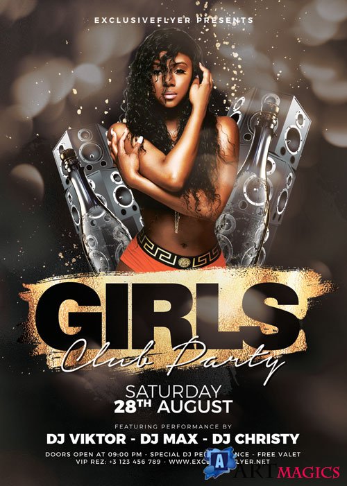 Girls club party - Premium flyer psd template