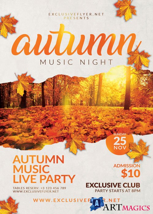Autumn music_night - Premium flyer psd template
