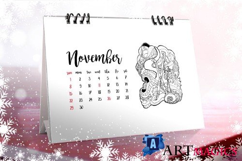 Christmas Coloring Desk Calendar - 4109391