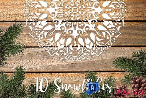 Snowflakes - Xmas Lacy Coloring Page - 1138464