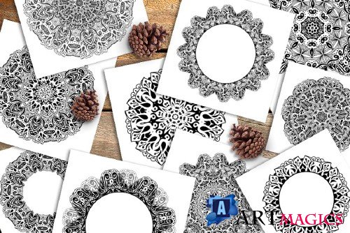 Snowflakes - Xmas Lacy Coloring Page - 1138464
