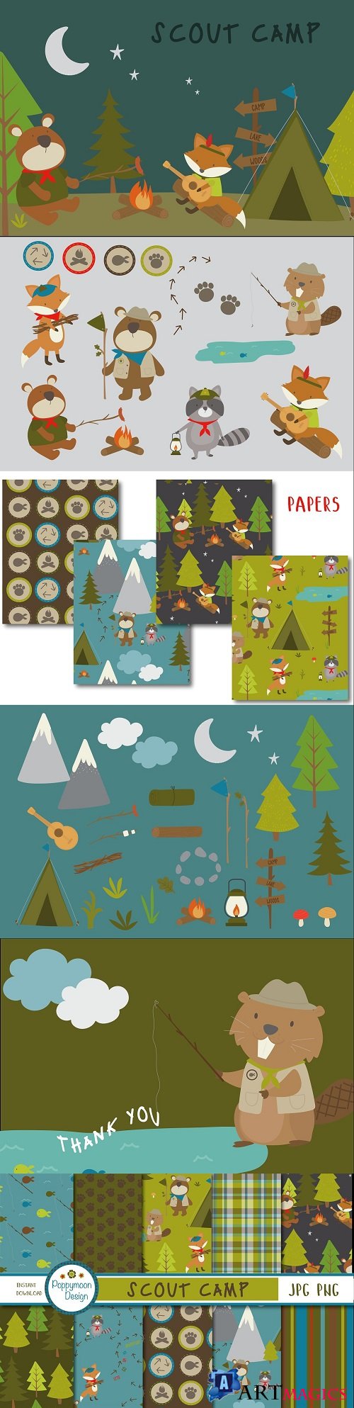 Scout Camp Clipart and Paper - 4239672