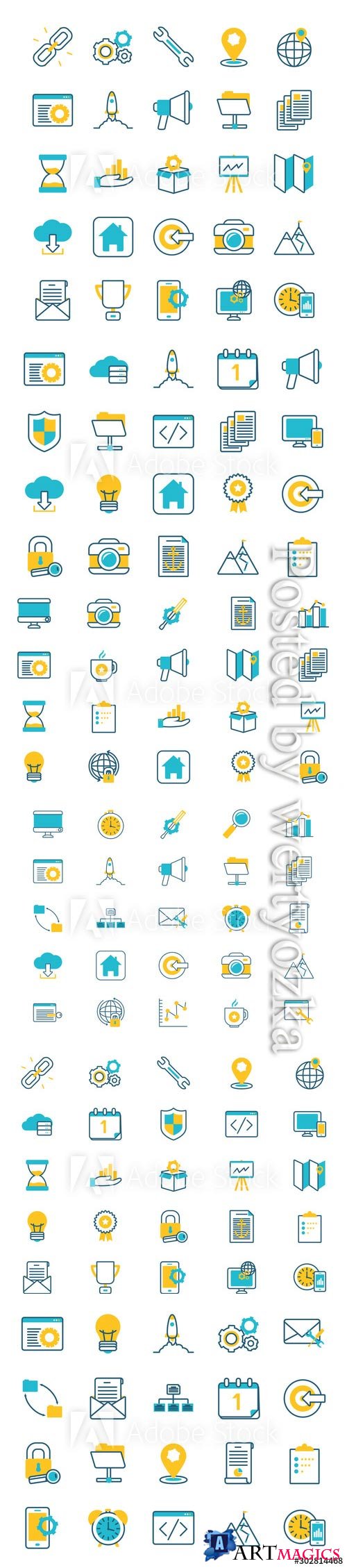 Elearning and business set icons
