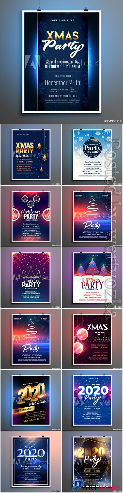 Happy new year and Merry christmas party flyer