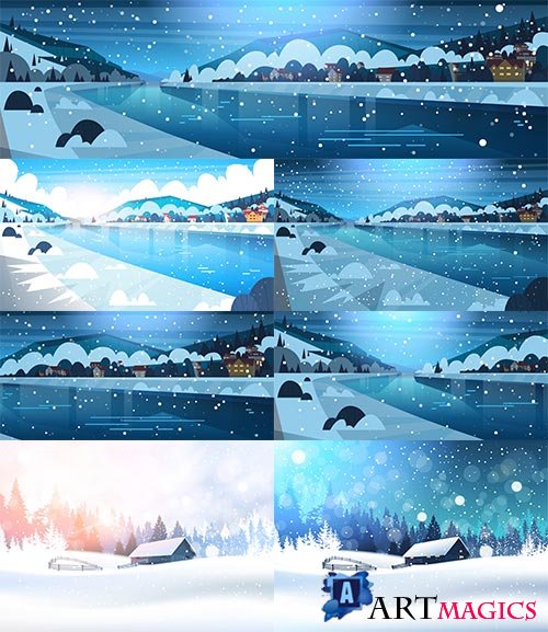       / Winter landscapes in vector