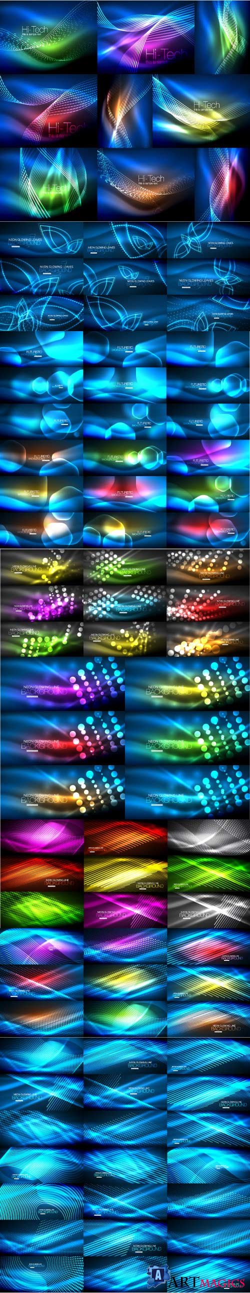 Mega collection of neon glowing waves # 4