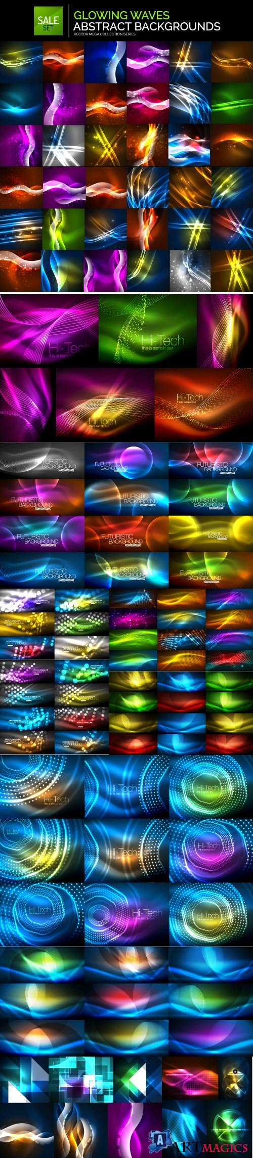 Mega collection of neon glowing waves # 2