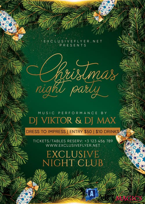Christmas night party - Premium flyer psd template