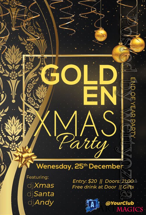 Golden Xmas Party - Premium flyer psd template