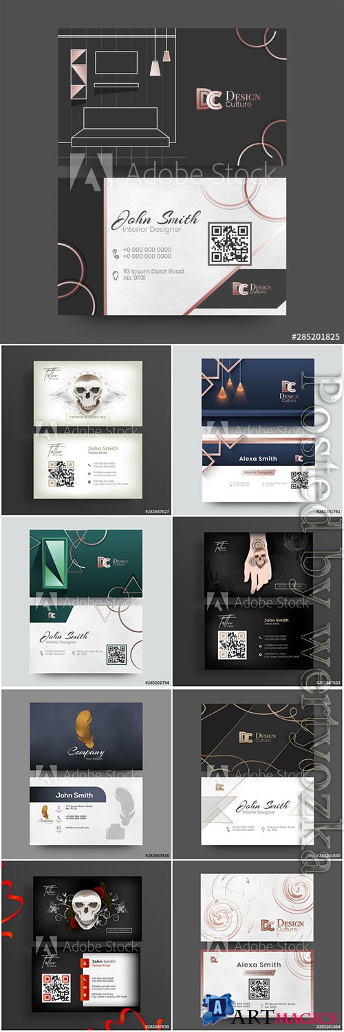 Interior Designer business cards, business cards for tatoo