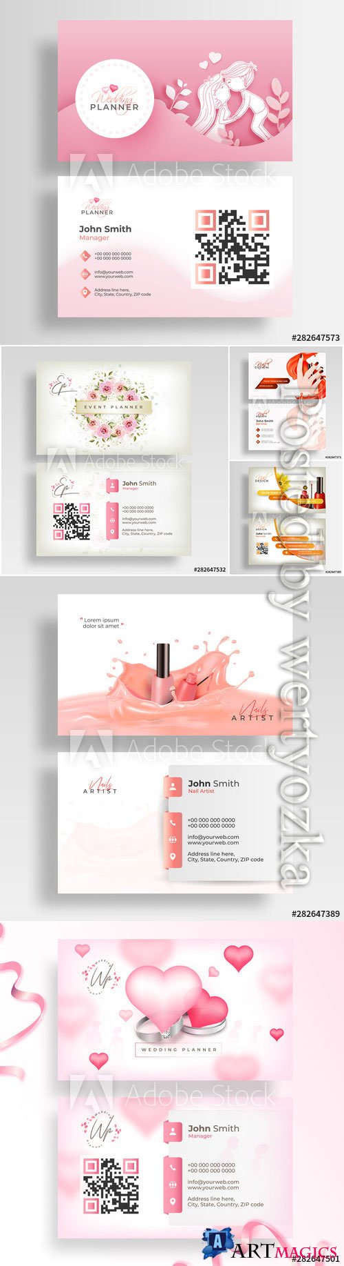 Wedding business cards, business cards for beauty salon in vector