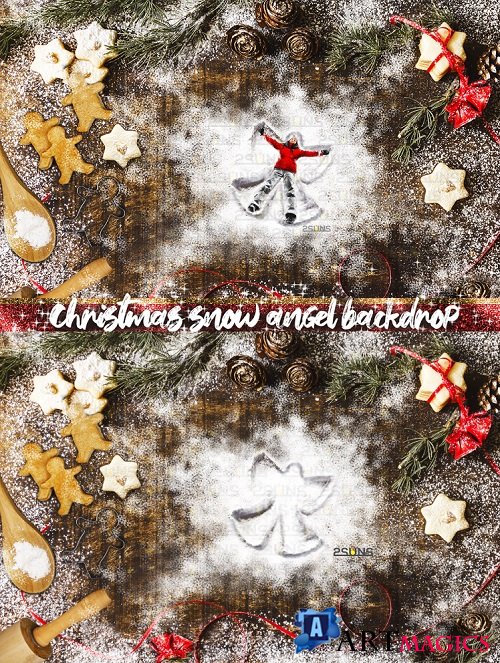 Christmas Digital Backdrop Snow Angel Baking flat Cookie - 392811