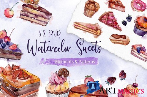 Cake sweet happiness watercolor png - 4316779