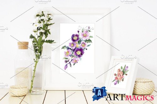 Bright bouquet of watercolor flowers - 4315985