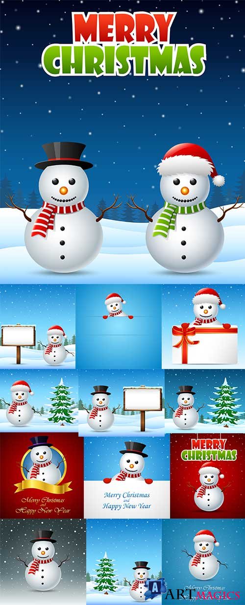      -   / Backgrounds with snowmen - Vector Graphics