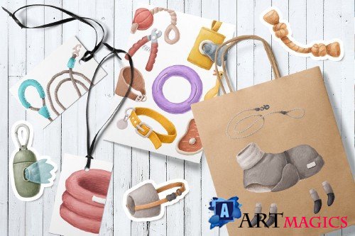 Dog items clipart collection - 4270406