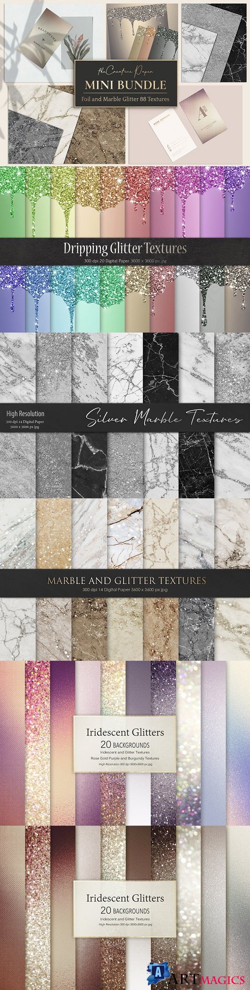 Rose Gold Foil & Marble Textures - 4328747