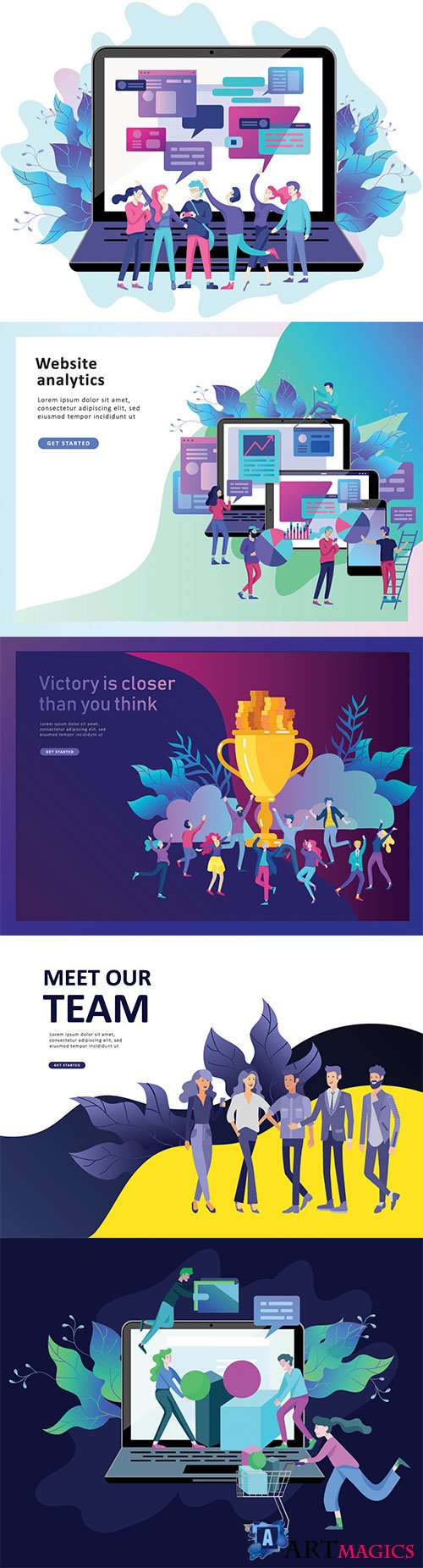 Website page isometric vector, flat banner concept