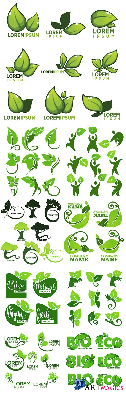 Organic leaves emblems and logo