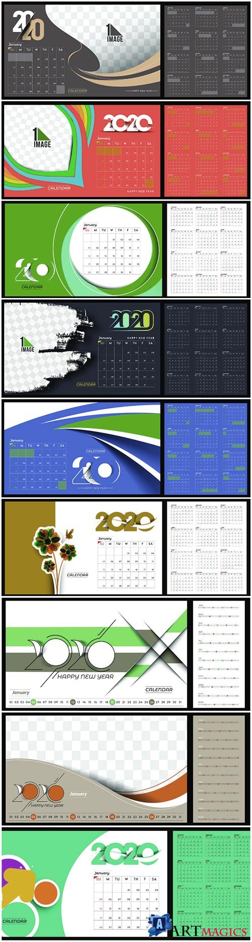 Happy new year 2020 Calendar