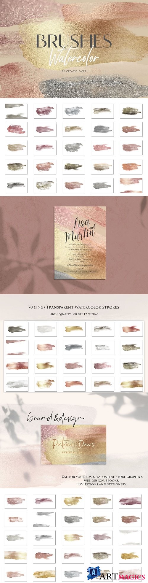 Watercolor Brushes (PNG) Textures - 4346762