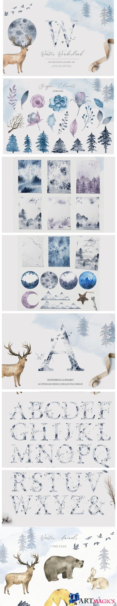 Winter Wonderland - watercolor set - 3180847