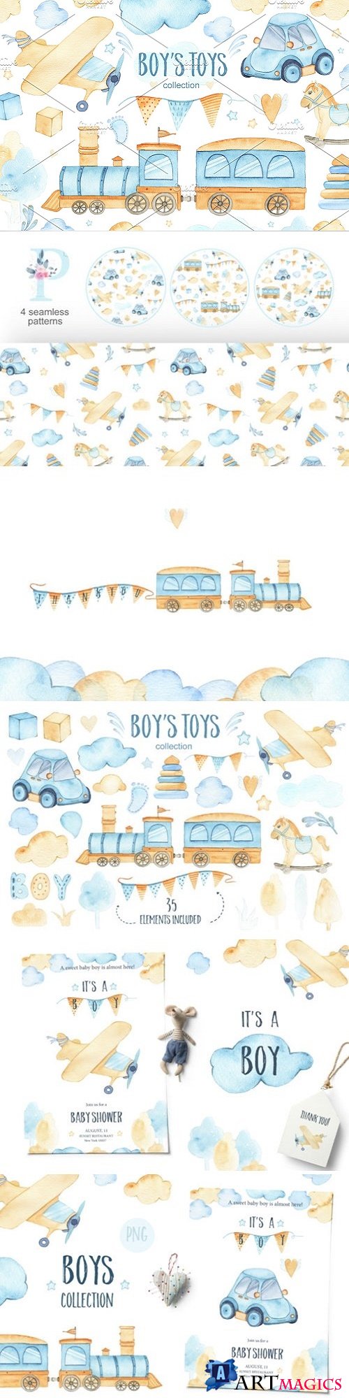 Boy's Toys - watercolor collection - 2794074