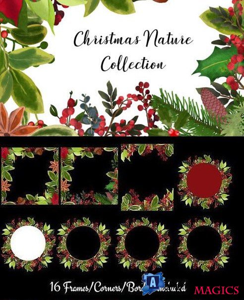CHRISTMAS NATURE COLLECTION - WATERCOLOR FLORALS - 386740