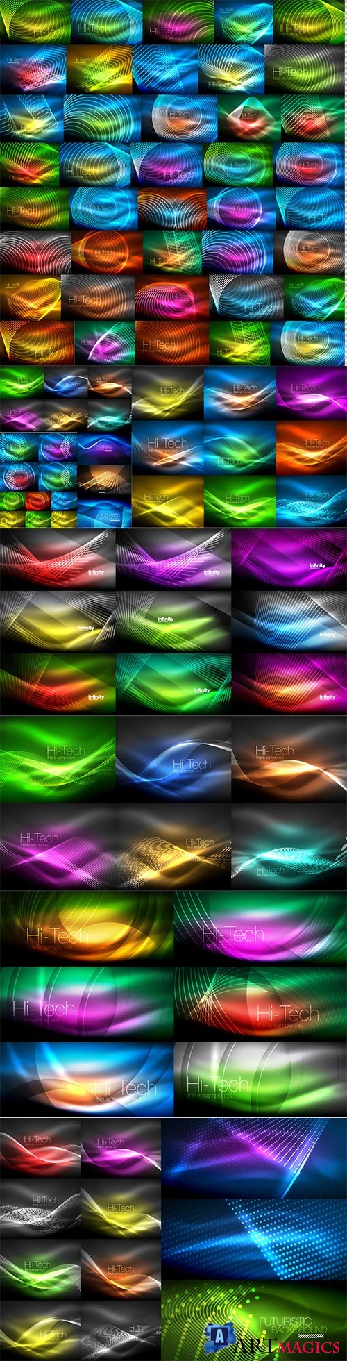 Mega collection of neon glowing waves # 6