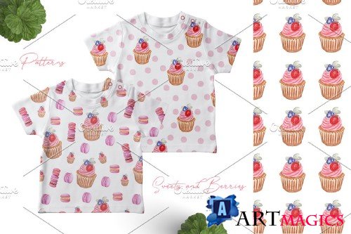 WatercolorSweets and Berries Pattern - 3781851