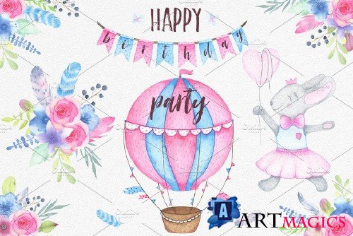 Watercolor birthday party - 1818134
