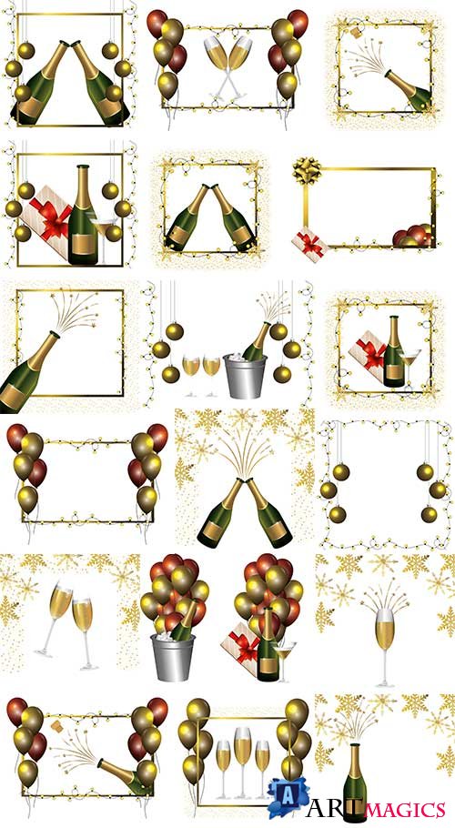       / Christmas frames and elements in vector