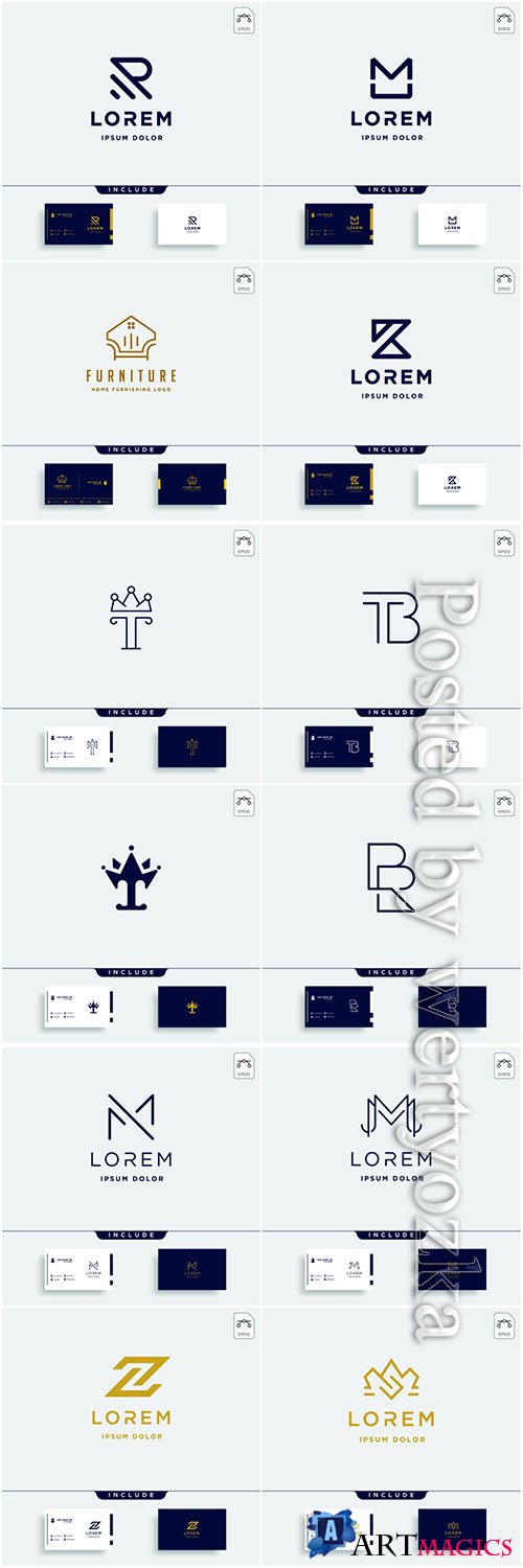 Company business logo and business card in vector