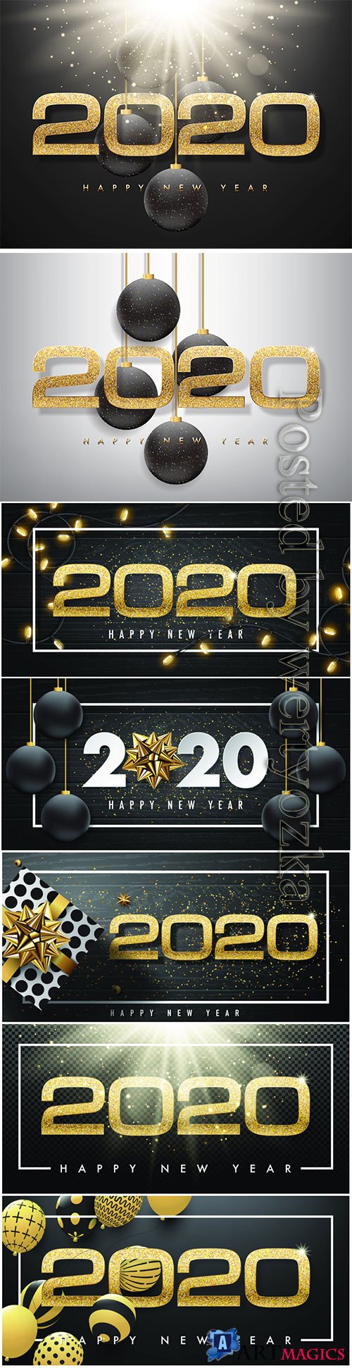 2020 festive golden decor in vector