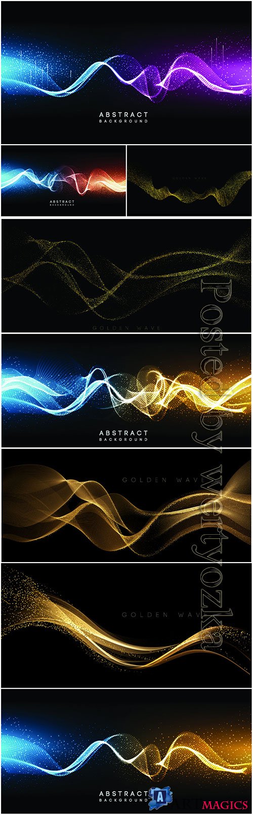 Gold and color waves in vector