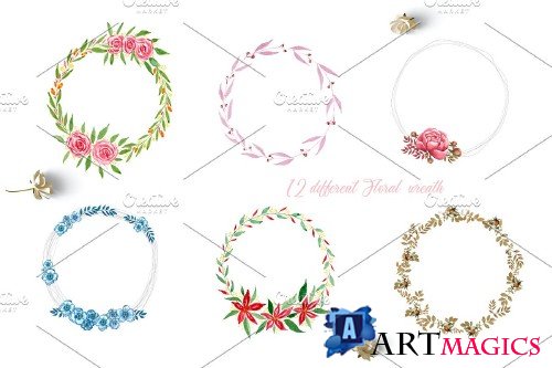 Watercolor wreath collection - 3790782