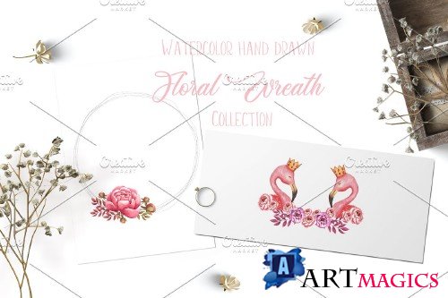 Watercolor wreath collection - 3790782