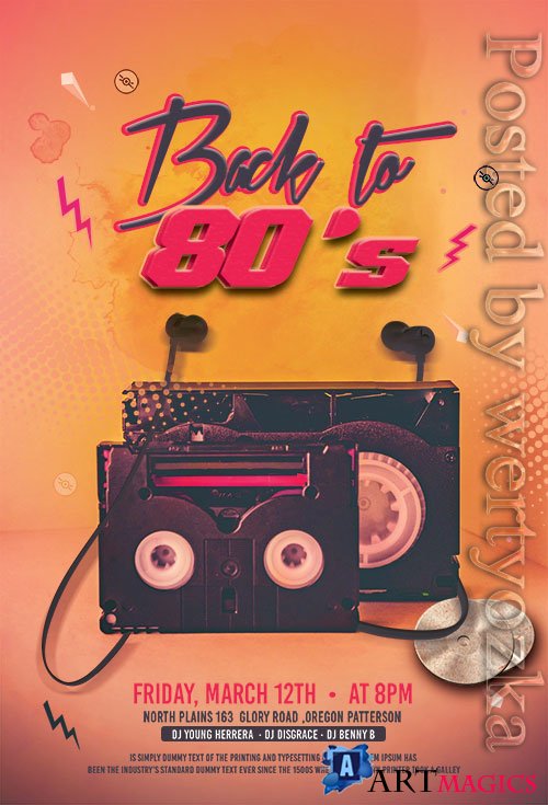 Back to 80 s Party - Premium flyer psd template