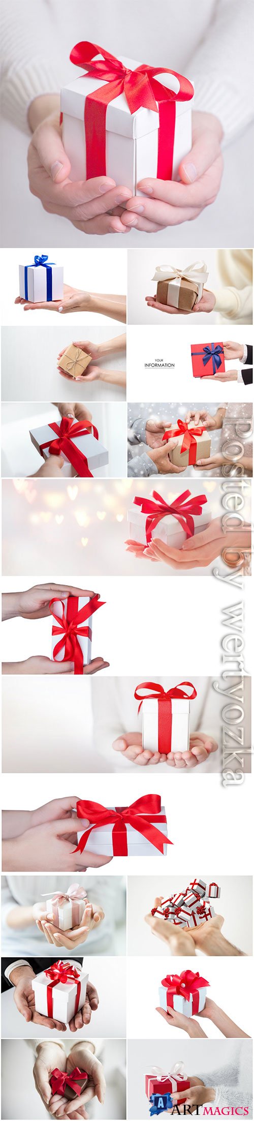 Gift box in the hands, New Year's and Christmas