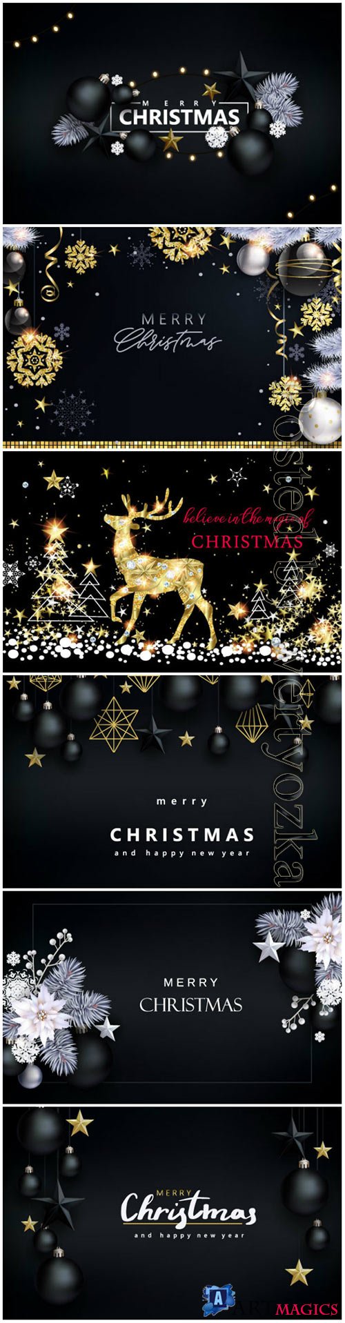 Christmas with black and white balls vector illustration