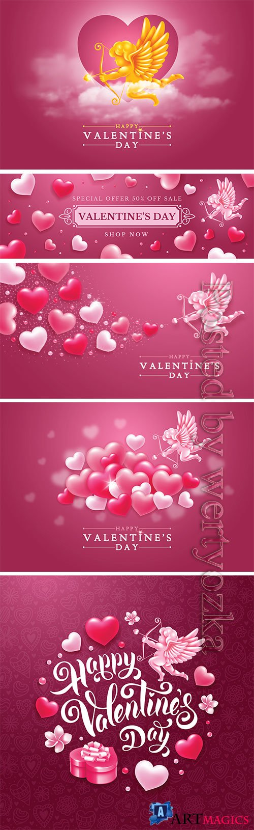 Valentines day vector card with cupid