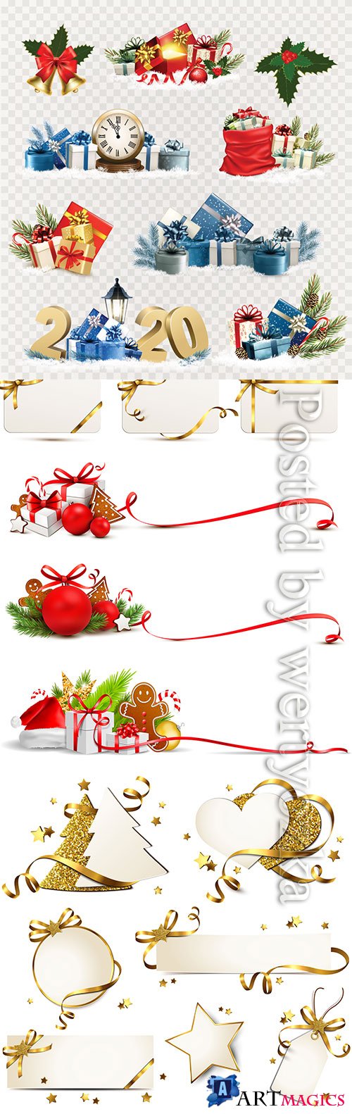 Christmas and New Year holiday elements vector illustration