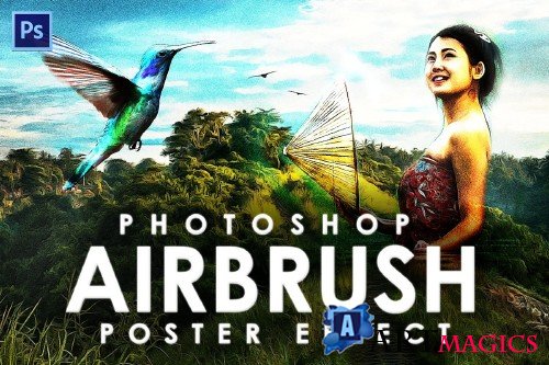 Airbrush Poster Photoshop Action - 4412261