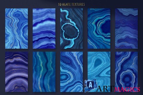 Blue & Gold Agate Geode Textures - 4412832