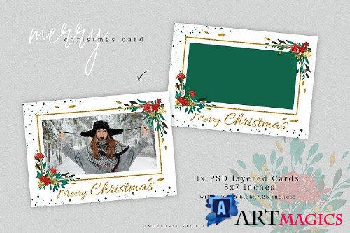 Merry Christmas Card Template 5x7 - 412519