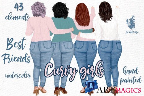 Curvy girls Plus size girls clipart - 4409459