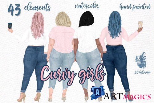 Curvy girls Plus size girls clipart - 4414014