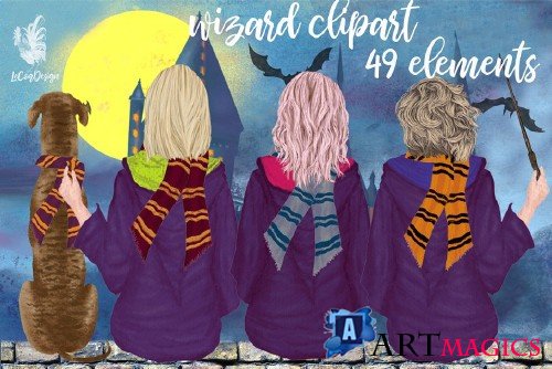 Wizard Girls clipart - 4414050